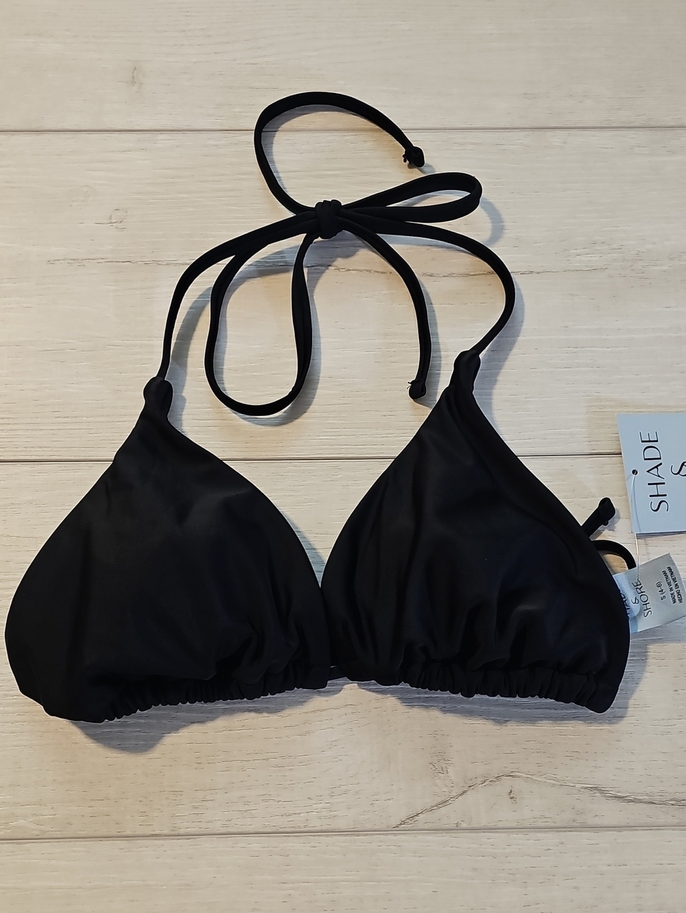 Shade & Shore Women's S Classic Triangle Black Bikini Top